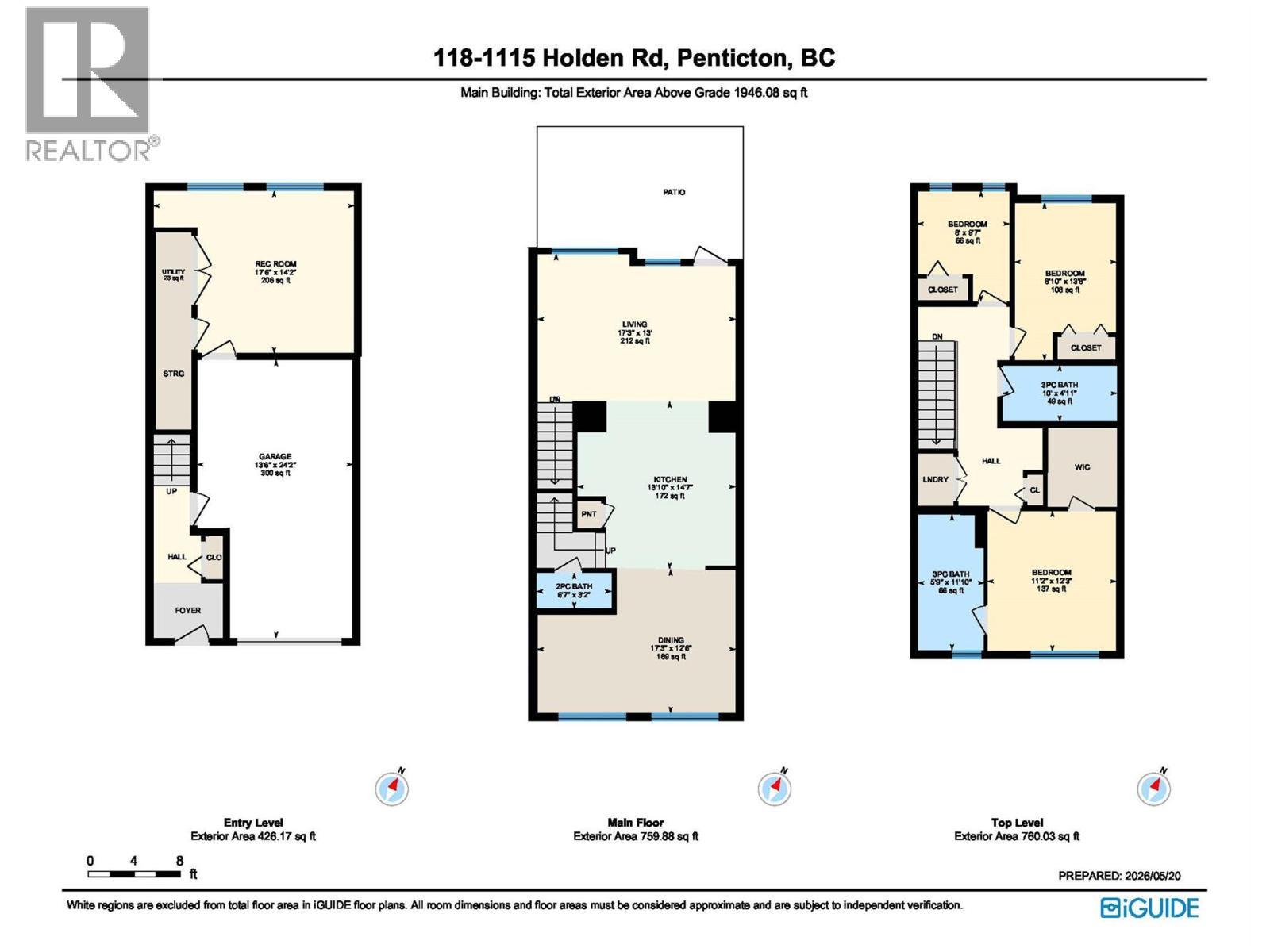 Unit 118 at Sendero Gate, 1115 Holden Road, Penticton — three-level floor plan