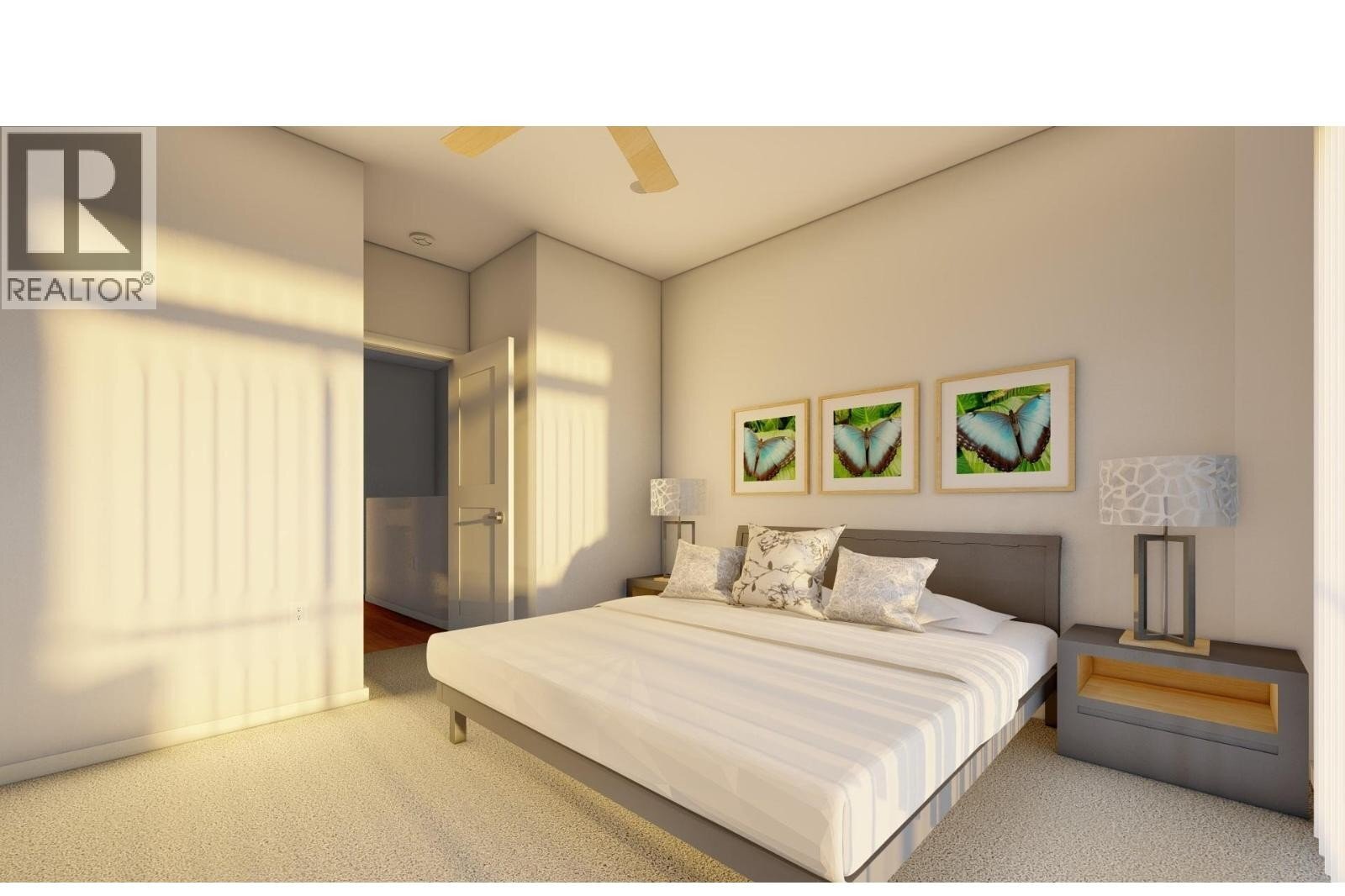 Unit 102 at The Wade Residences, 463 Wade Avenue, Penticton — bedroom interior rendering