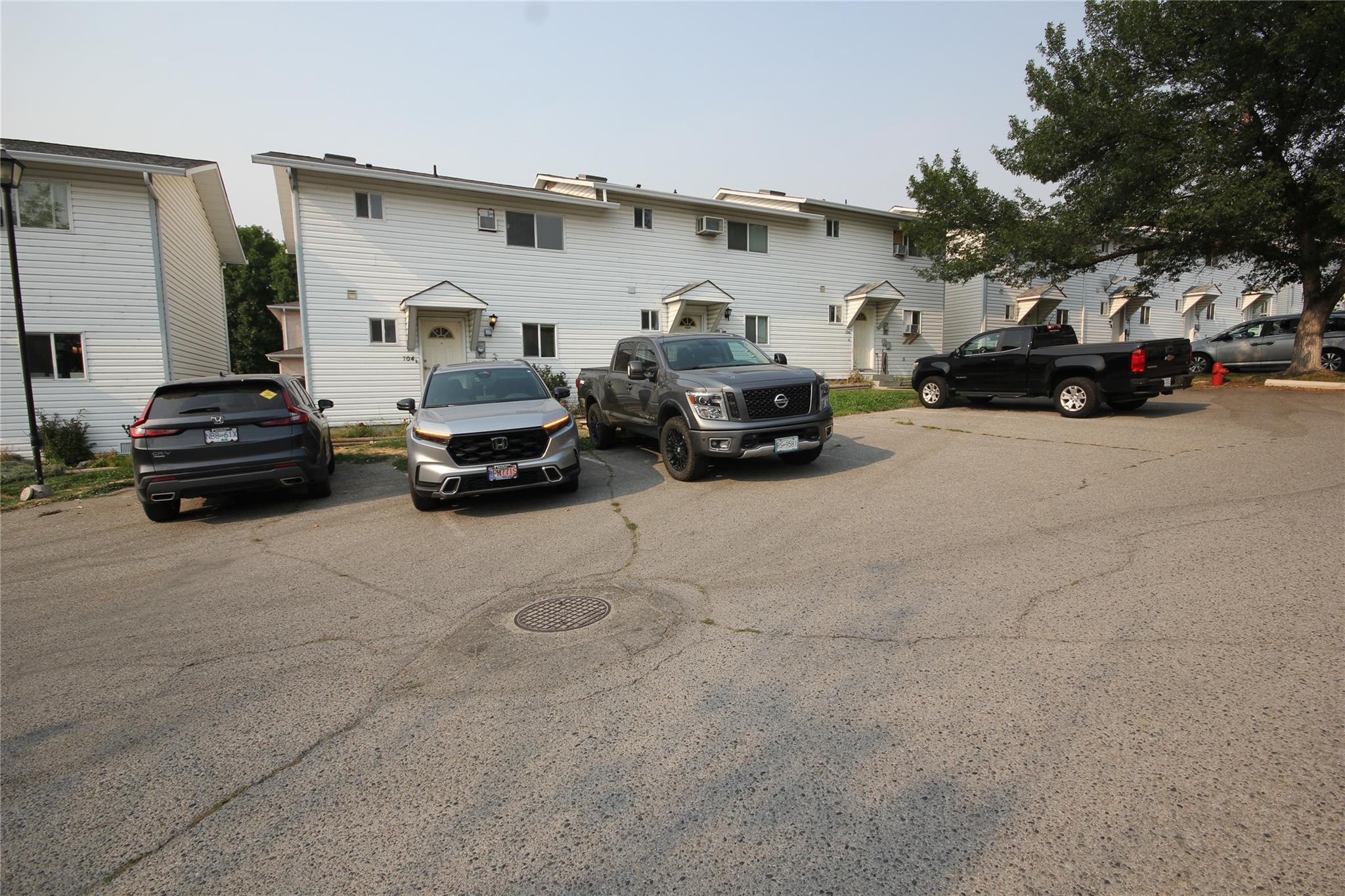 Complex parking area at 3004 South Main Street in Penticton.