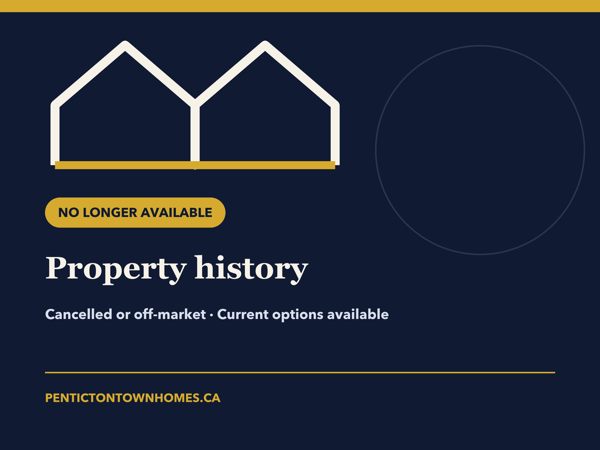 Penticton Townhomes no longer available property history graphic for former Unit 108 listing.